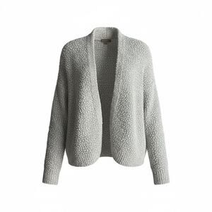 Lilla P Boucle Open Front Cardigan Sweater Gray Textured Knit Women’s Small